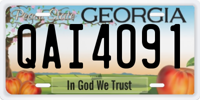 GA license plate QAI4091