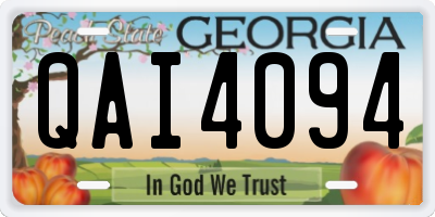 GA license plate QAI4094