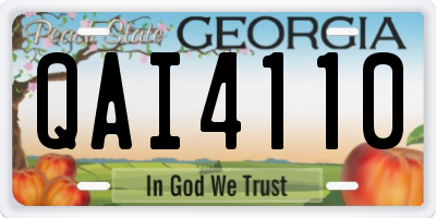GA license plate QAI4110