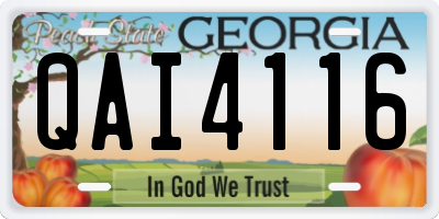 GA license plate QAI4116