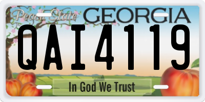 GA license plate QAI4119