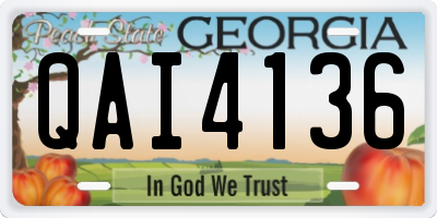 GA license plate QAI4136