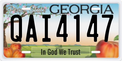 GA license plate QAI4147