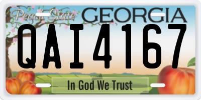 GA license plate QAI4167