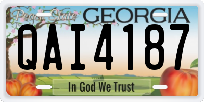 GA license plate QAI4187