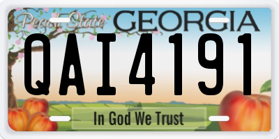 GA license plate QAI4191