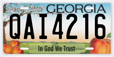 GA license plate QAI4216