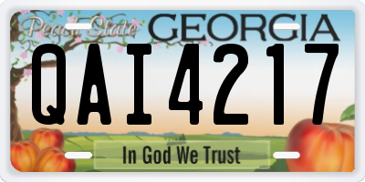 GA license plate QAI4217