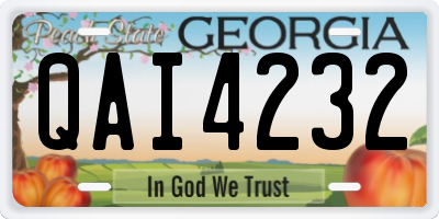 GA license plate QAI4232