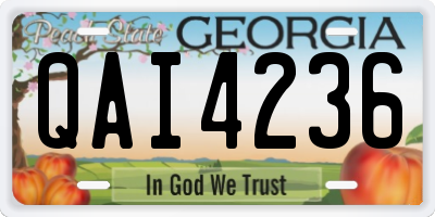 GA license plate QAI4236