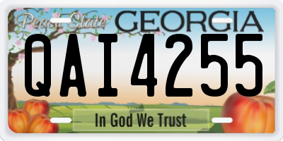 GA license plate QAI4255