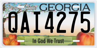 GA license plate QAI4275