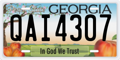 GA license plate QAI4307