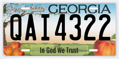 GA license plate QAI4322
