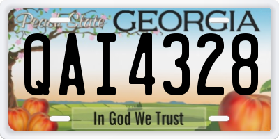 GA license plate QAI4328
