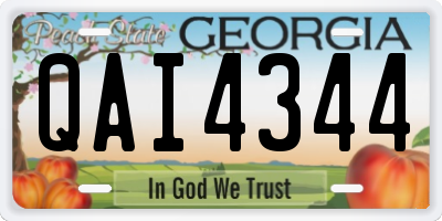 GA license plate QAI4344