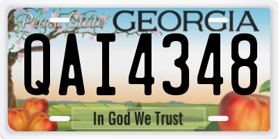 GA license plate QAI4348