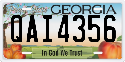 GA license plate QAI4356