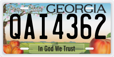 GA license plate QAI4362