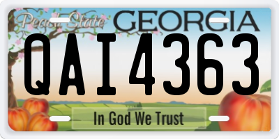 GA license plate QAI4363