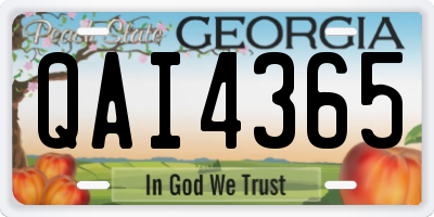 GA license plate QAI4365