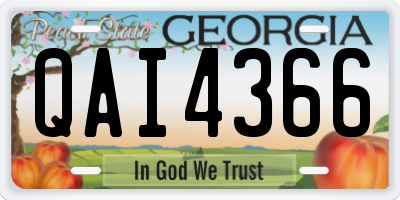 GA license plate QAI4366