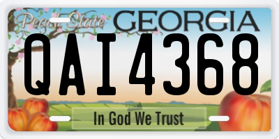 GA license plate QAI4368