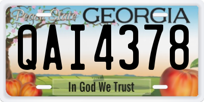 GA license plate QAI4378