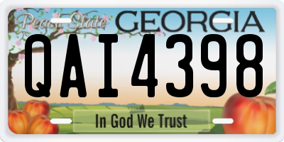 GA license plate QAI4398