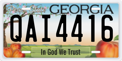 GA license plate QAI4416