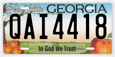 GA license plate QAI4418