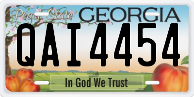 GA license plate QAI4454