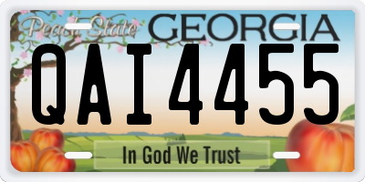 GA license plate QAI4455