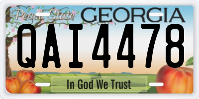 GA license plate QAI4478