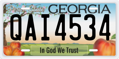 GA license plate QAI4534