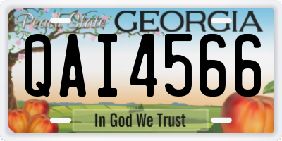 GA license plate QAI4566