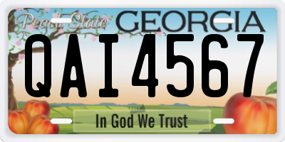 GA license plate QAI4567