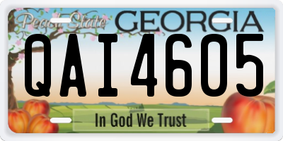 GA license plate QAI4605