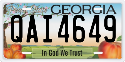 GA license plate QAI4649