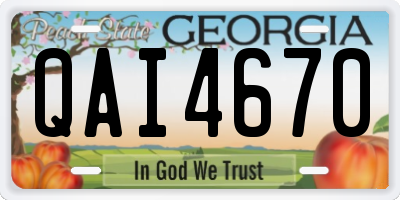 GA license plate QAI4670