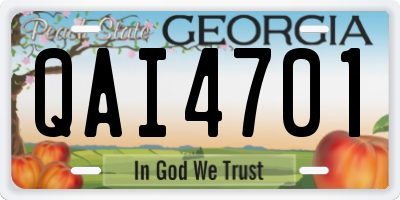 GA license plate QAI4701
