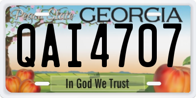 GA license plate QAI4707