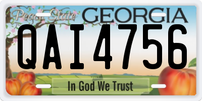 GA license plate QAI4756