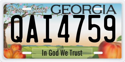 GA license plate QAI4759