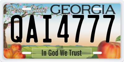GA license plate QAI4777