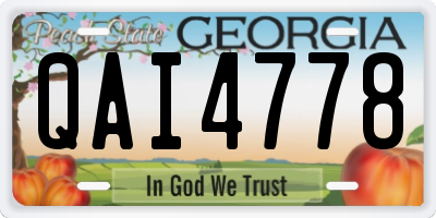GA license plate QAI4778