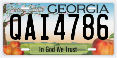 GA license plate QAI4786