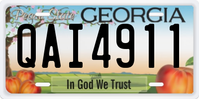 GA license plate QAI4911