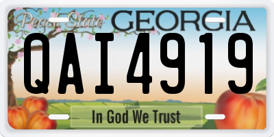 GA license plate QAI4919