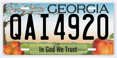GA license plate QAI4920